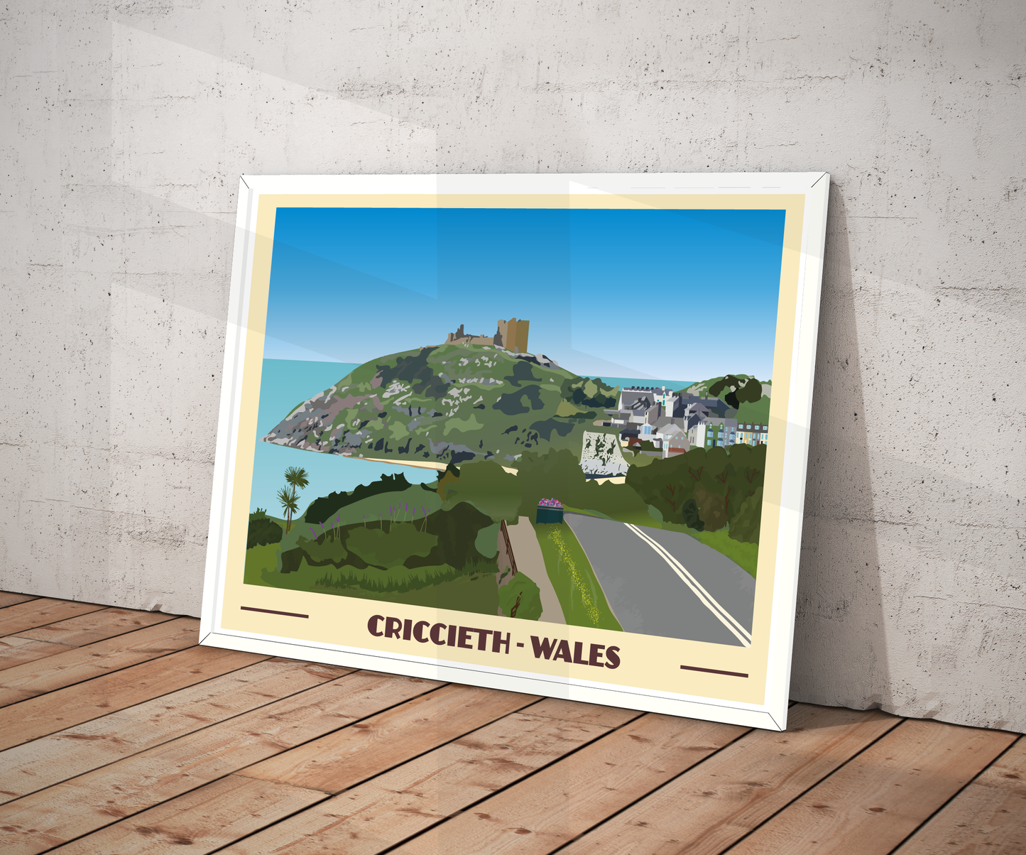 Criccieth Travel Poster | North Wales Wall Art | Welsh Coastal Print