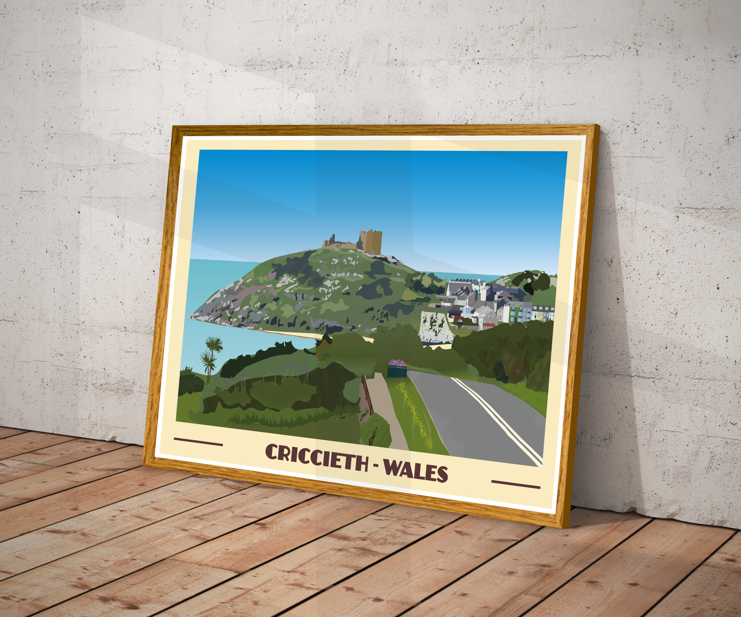 Criccieth Travel Poster | North Wales Wall Art | Welsh Coastal Print