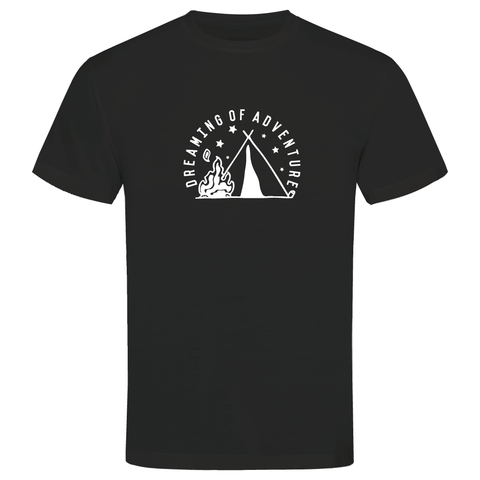 Dreaming Of Adventure camping themed t-shirt