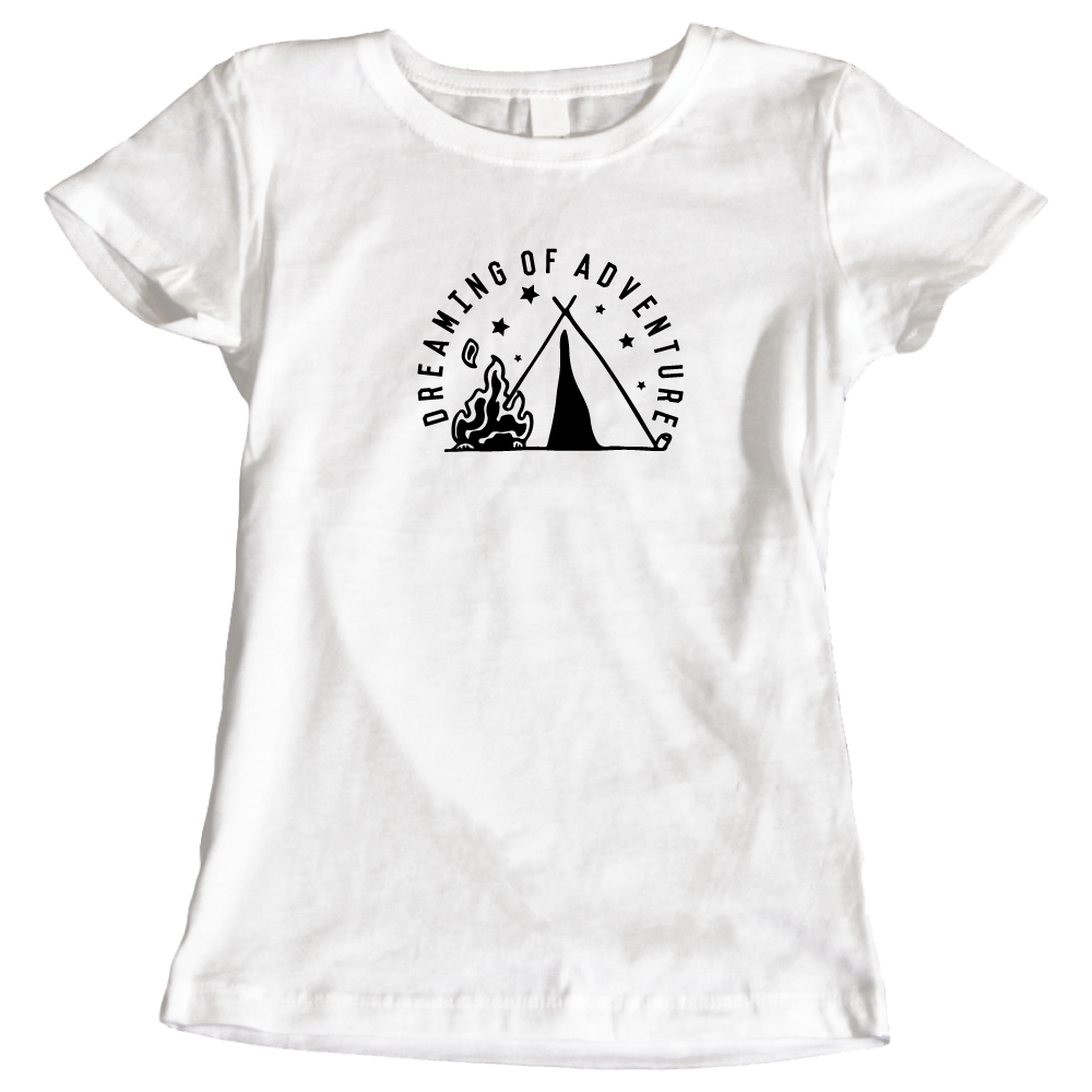 Dreaming of Adventure Camping Themed Ladies T-Shirt