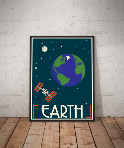 Earth Retro styled space travel posters