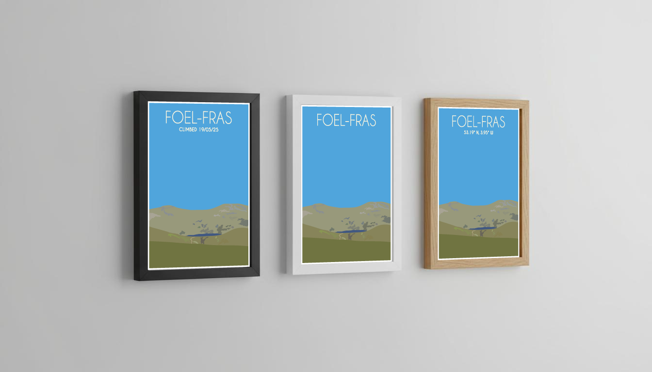 Foel Fras Eryri National Park (Snowdonia) Welsh 3000's poster print