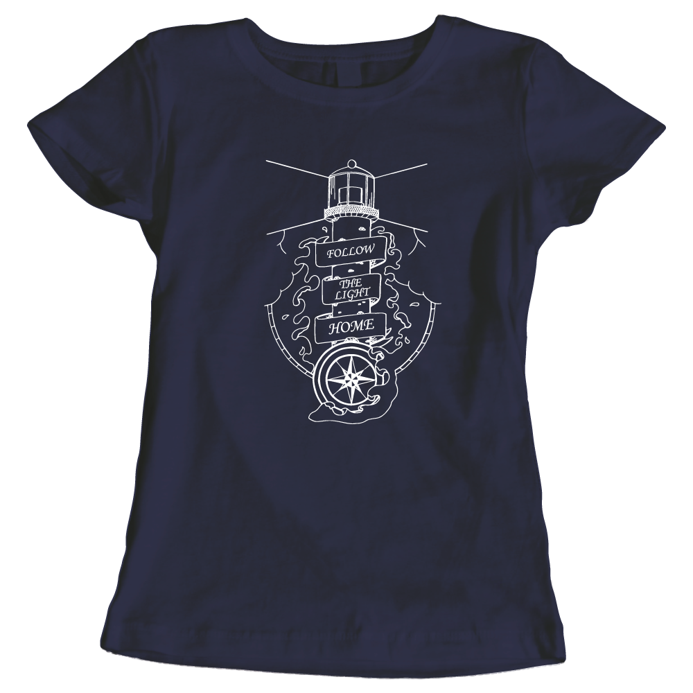 Follow the Light Home Lighthouse Ladies T-Shirt