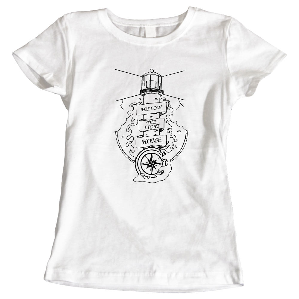 Follow the Light Home Lighthouse Ladies T-Shirt