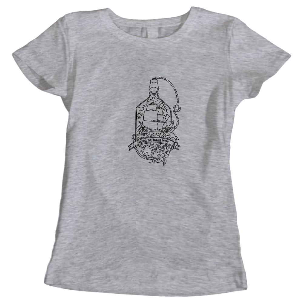Follow the waves home surfing themed ladies t-shirt