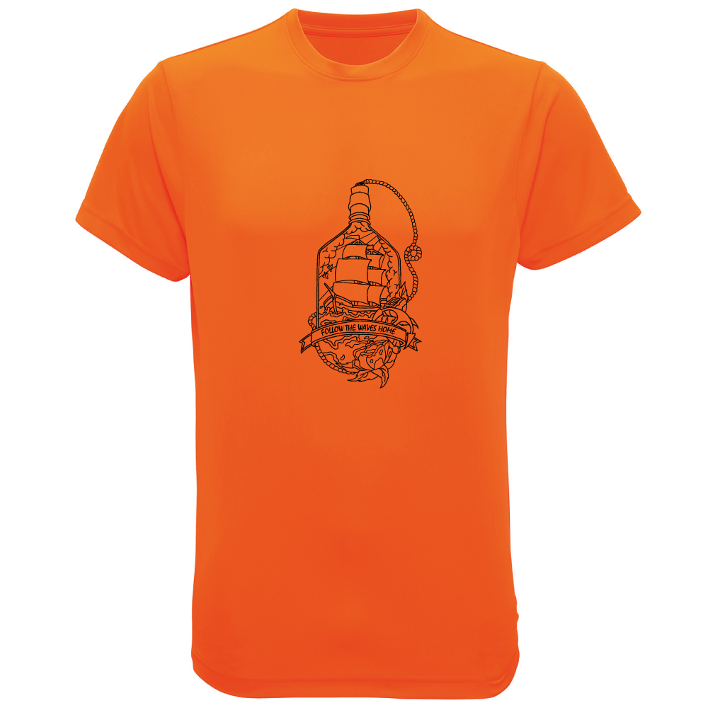 Follow the waves home surfing themed t-shirt