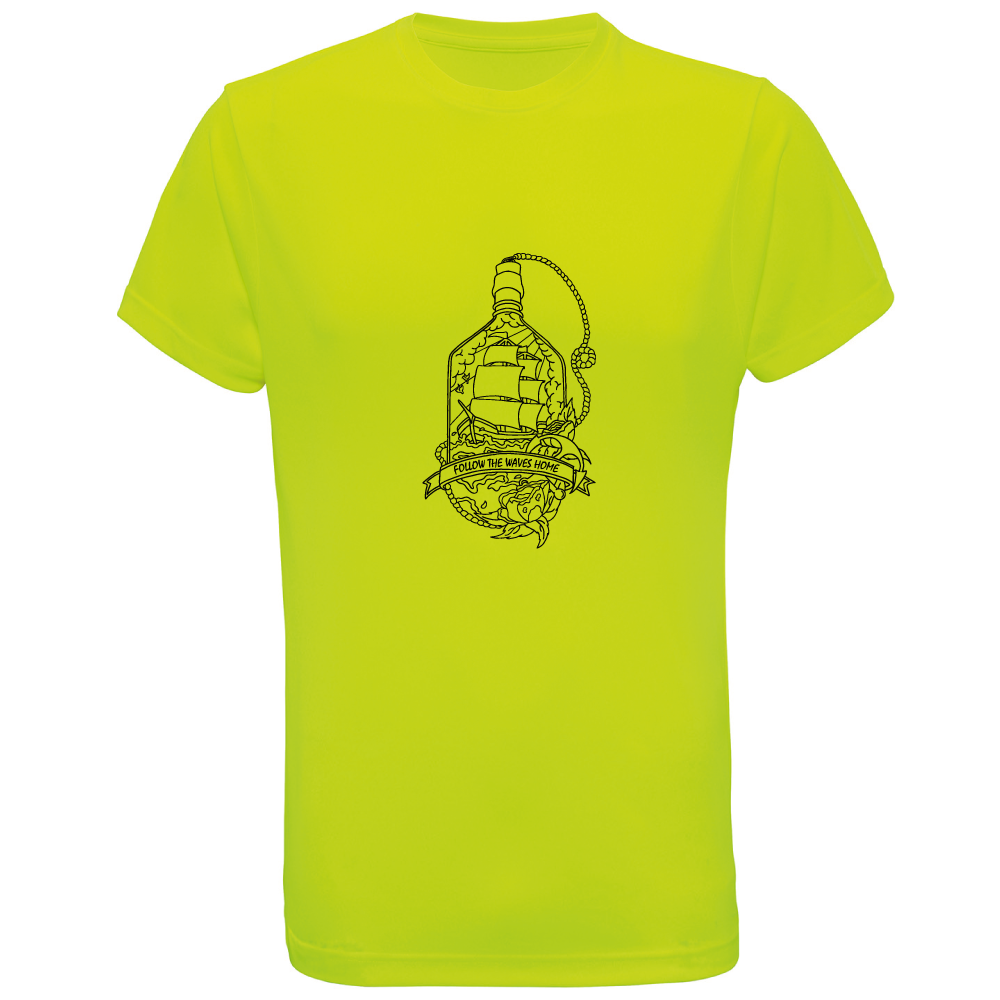 Follow the waves home surfing themed t-shirt