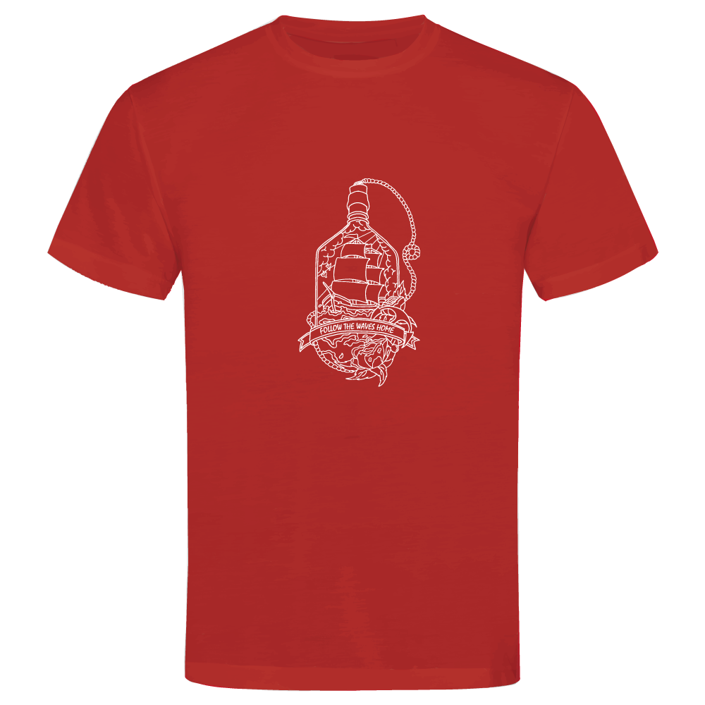 Follow the waves home surfing themed t-shirt