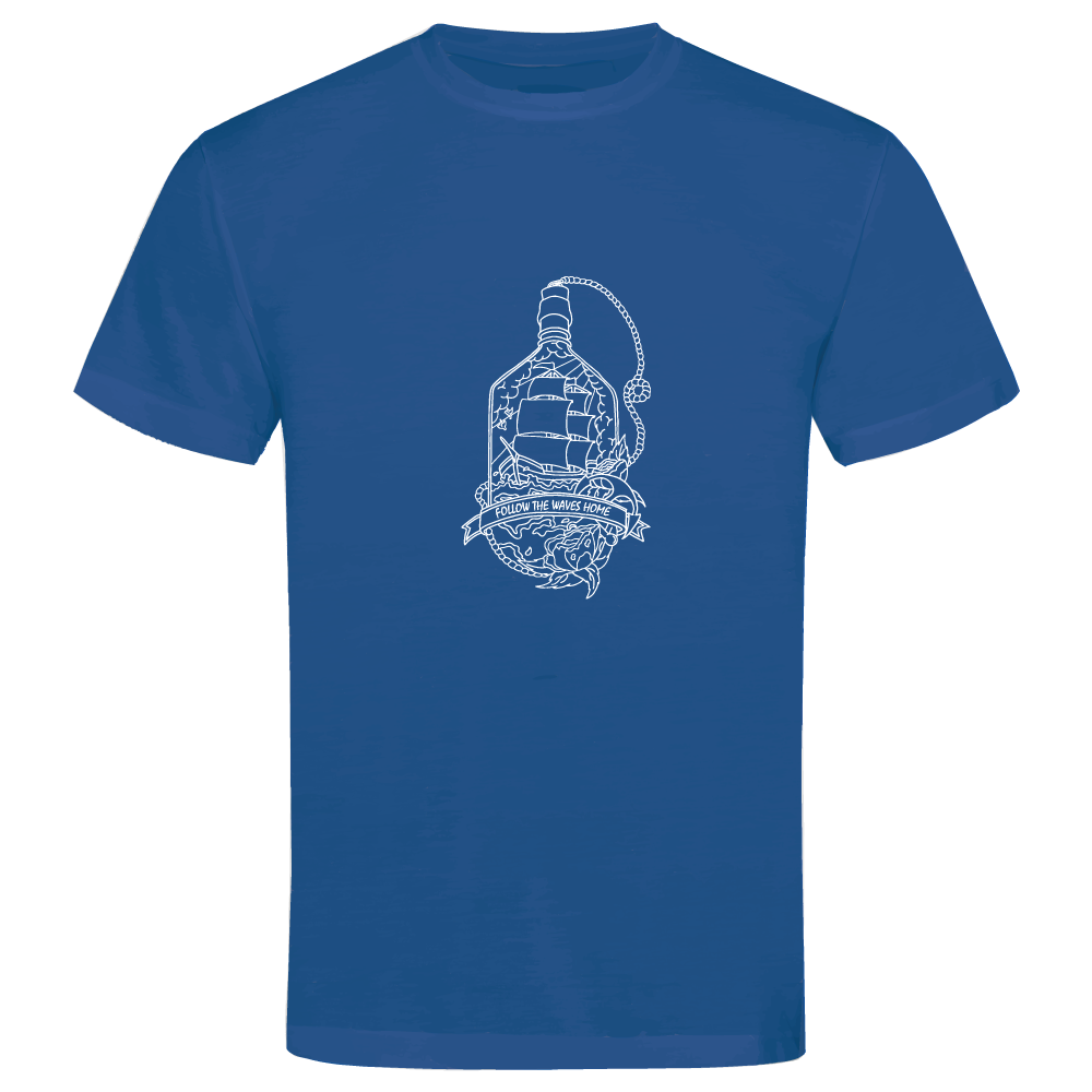 Follow the waves home surfing themed t-shirt