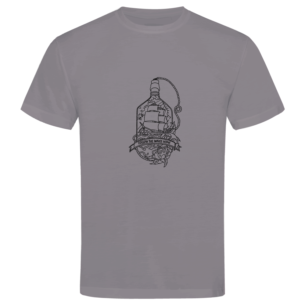 Follow the waves home surfing themed t-shirt