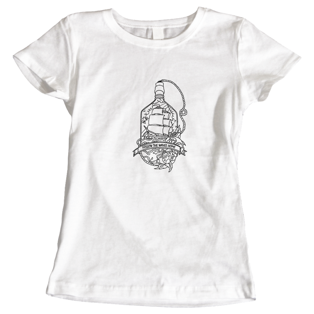Follow the waves home surfing themed ladies t-shirt