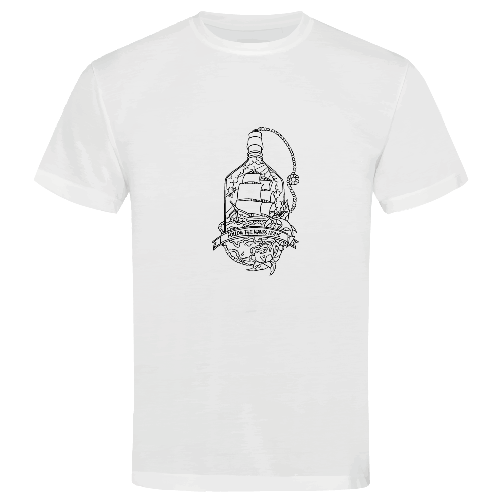Follow the waves home surfing themed t-shirt