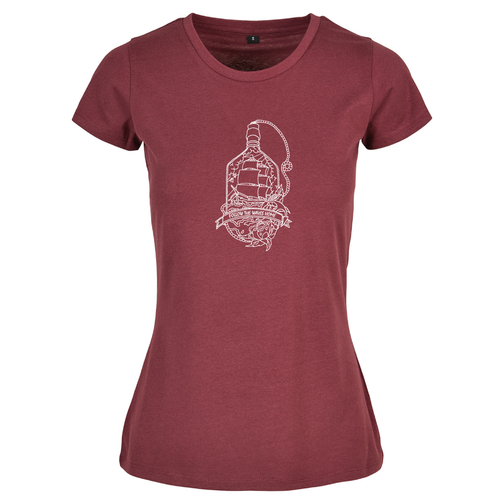Follow the waves home surf themed ladies t-shirt