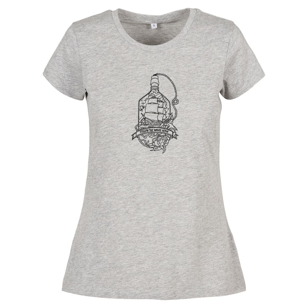 Follow the waves home surf themed ladies t-shirt