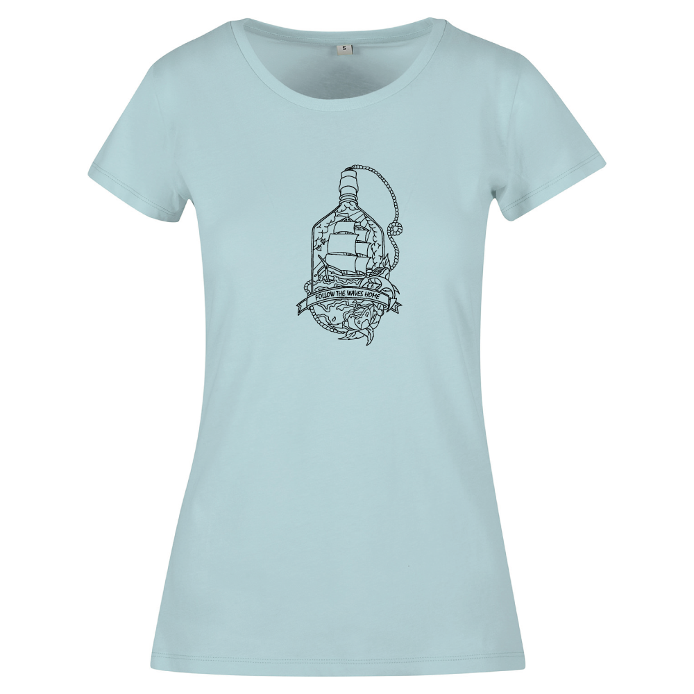 Follow the waves home surf themed ladies t-shirt