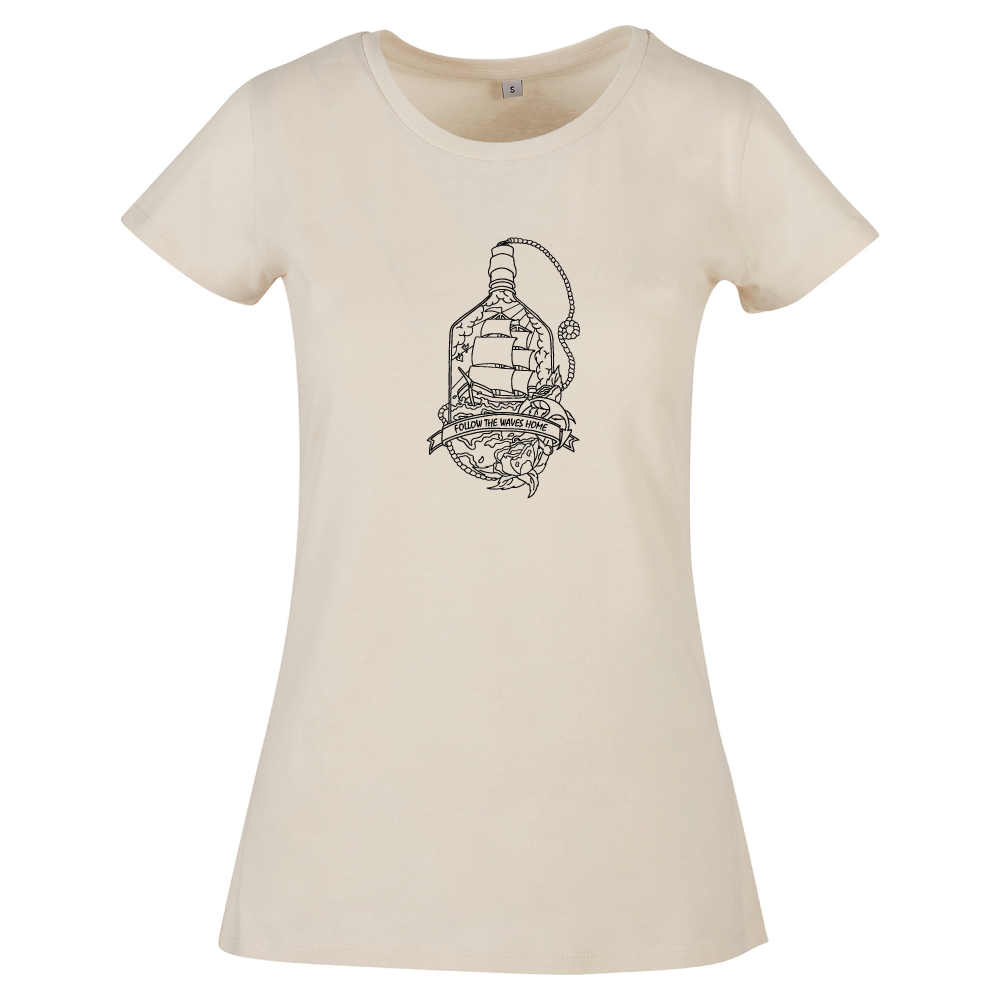 Follow the waves home surf themed ladies t-shirt