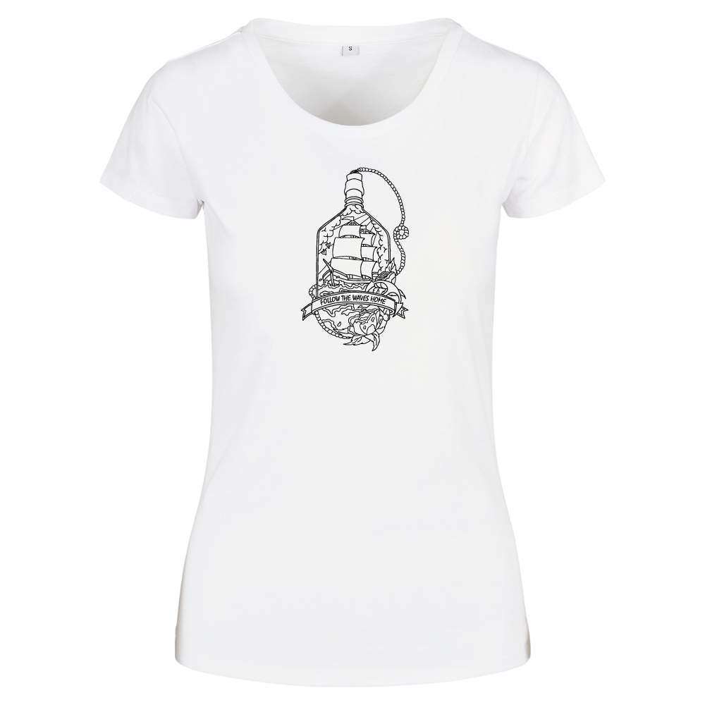 Follow the waves home surf themed ladies t-shirt