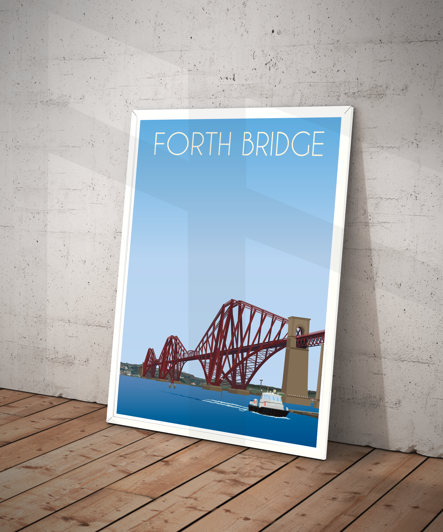 Vintage Forth Bridge Travel Poster Print – Scotland Wall Art | Retro Railway Bridge Landscape | Instant Digital Download