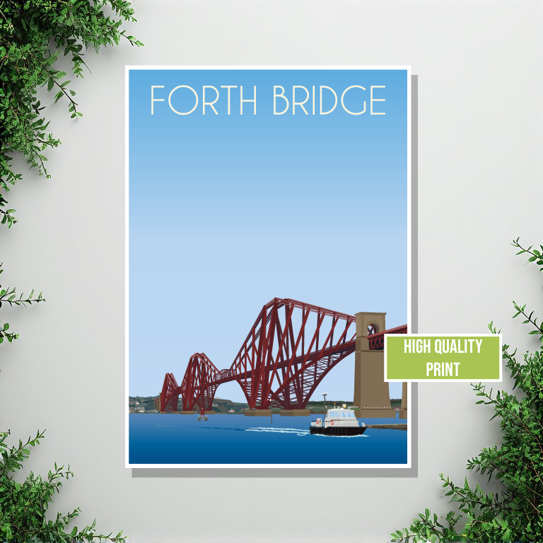 Forth Bridge Travel Poster – Scotland (Portrait Print)