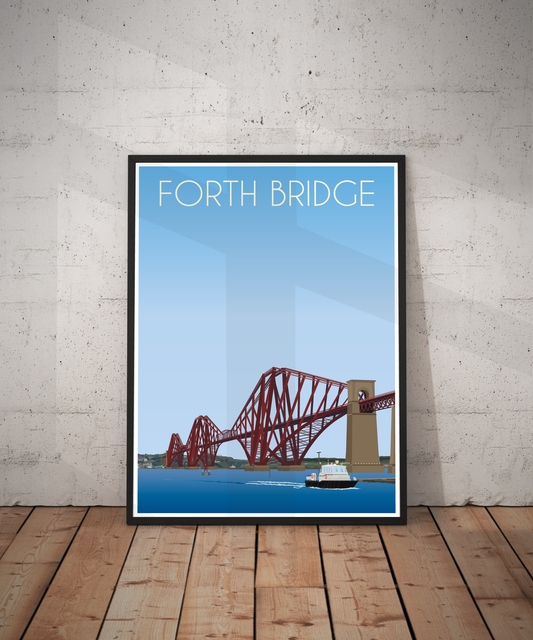 Vintage Forth Bridge Travel Poster Print – Scotland Wall Art | Retro Railway Bridge Landscape | Instant Digital Download