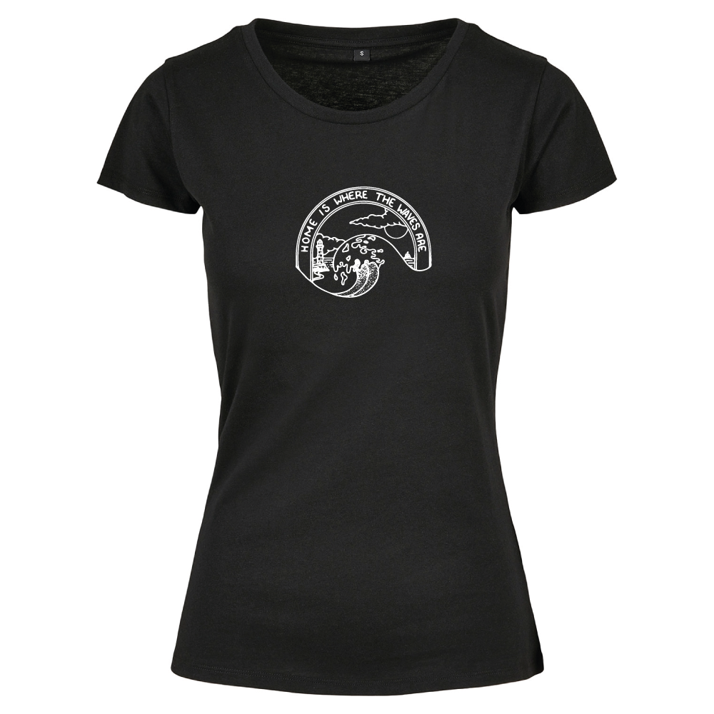 Home Is Where The Waves Are Surf Themed Ladies T-Shirt