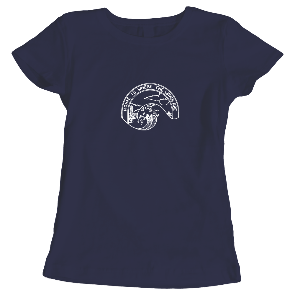 Home Is Where The Waves Are Surfing-Themed Ladies T-Shirt