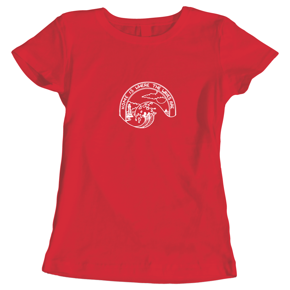 Home Is Where The Waves Are Surfing-Themed Ladies T-Shirt