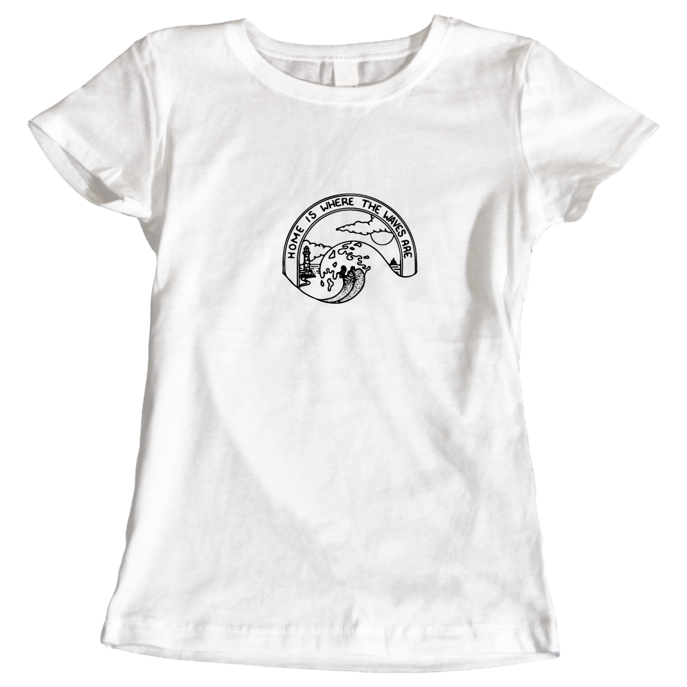 Home Is Where The Waves Are Surfing-Themed Ladies T-Shirt