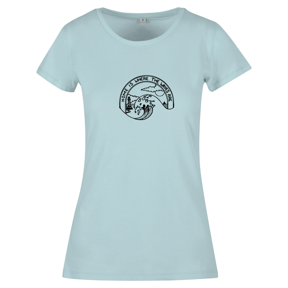 Home Is Where The Waves Are Surf Themed Ladies T-Shirt