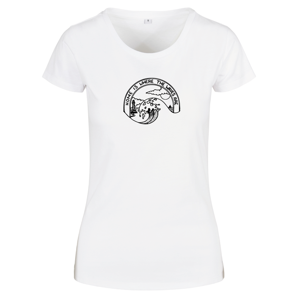 Home Is Where The Waves Are Surf Themed Ladies T-Shirt