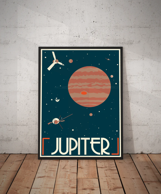 Jupiter Retro Space Travel Poster – Deep Space Series