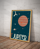 Jupiter Retro Space Travel Poster – Deep Space Series