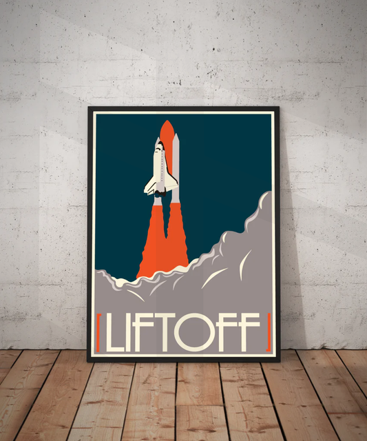 Lift Off Retro Space Travel Poster – Deep Space Series
