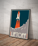 Lift-off Retro styled space travel posters