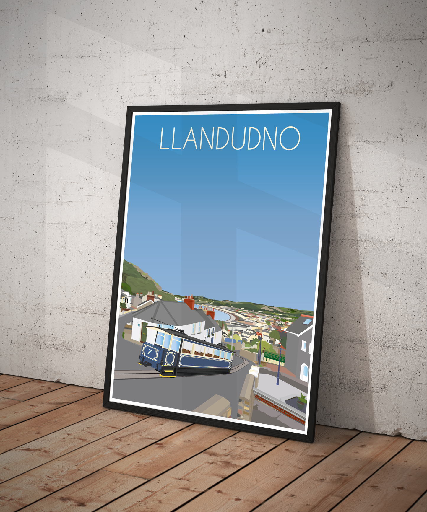 Vintage Llandudno Travel Poster Print – North Wales Wall Art | Retro Seaside & Pier Landscape | Instant Digital Download