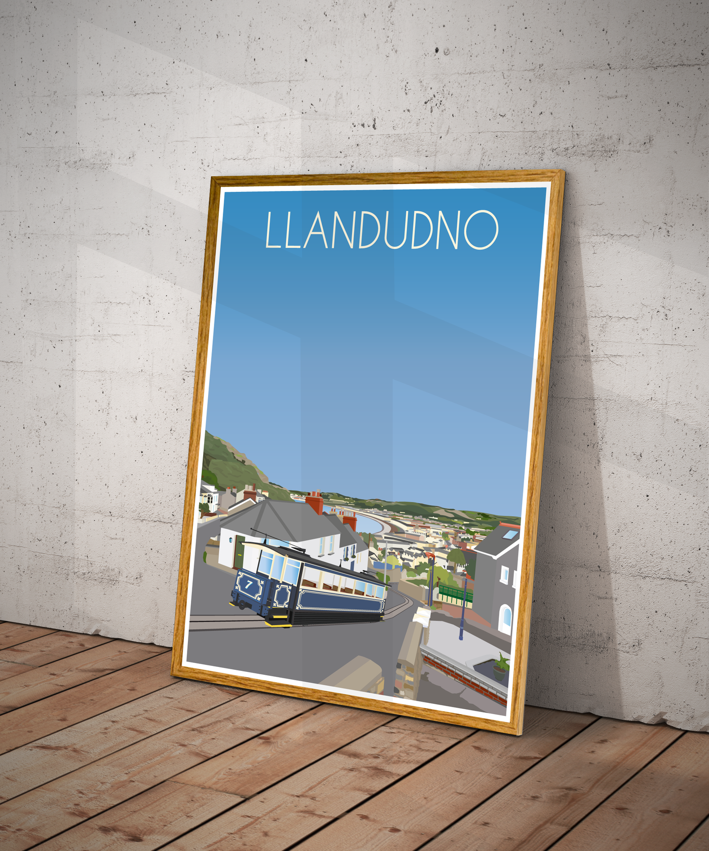 Vintage Llandudno Travel Poster Print – North Wales Wall Art | Retro Seaside & Pier Landscape | Instant Digital Download