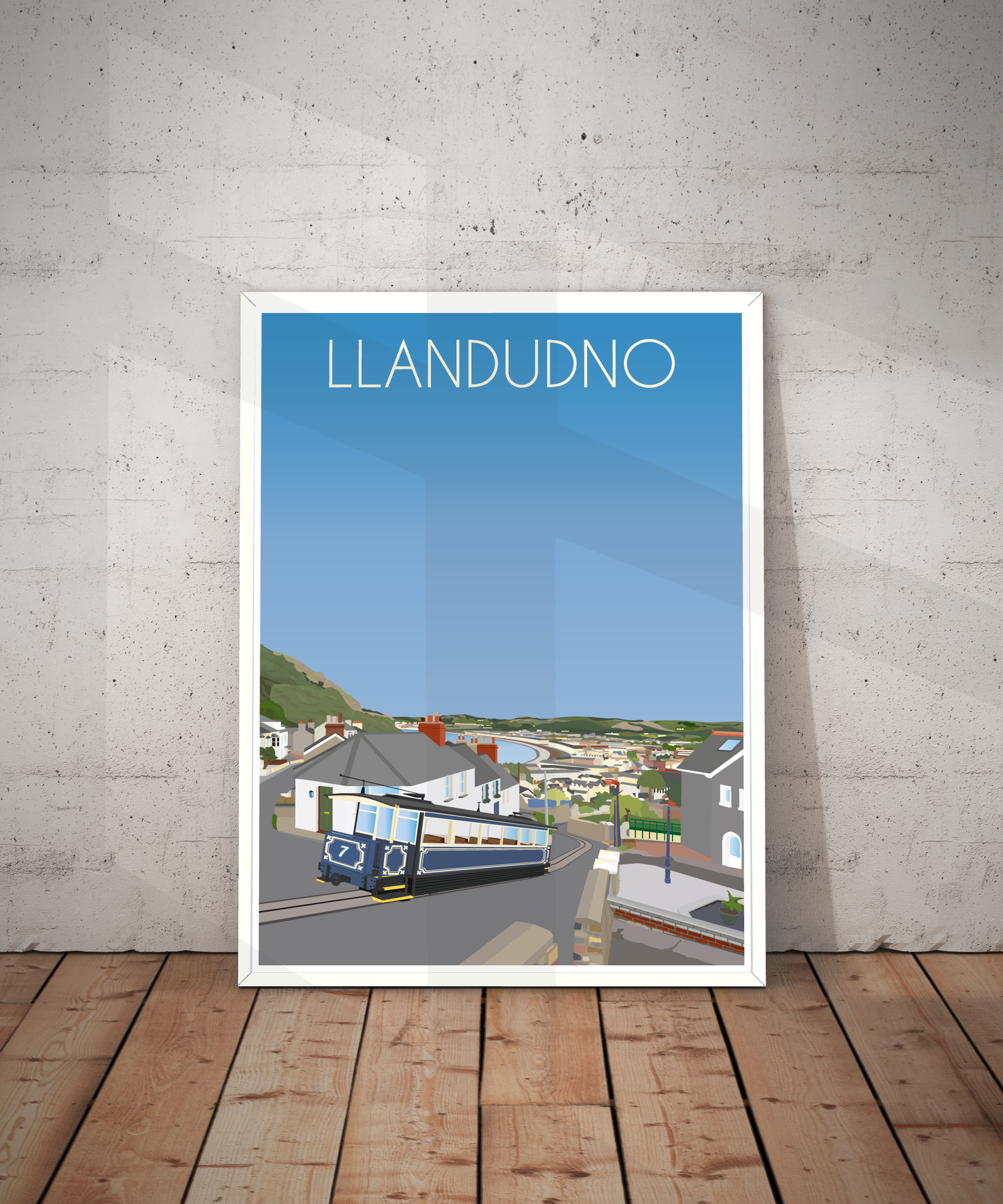 Vintage Llandudno Travel Poster Print – North Wales Wall Art | Retro Seaside & Pier Landscape | Instant Digital Download