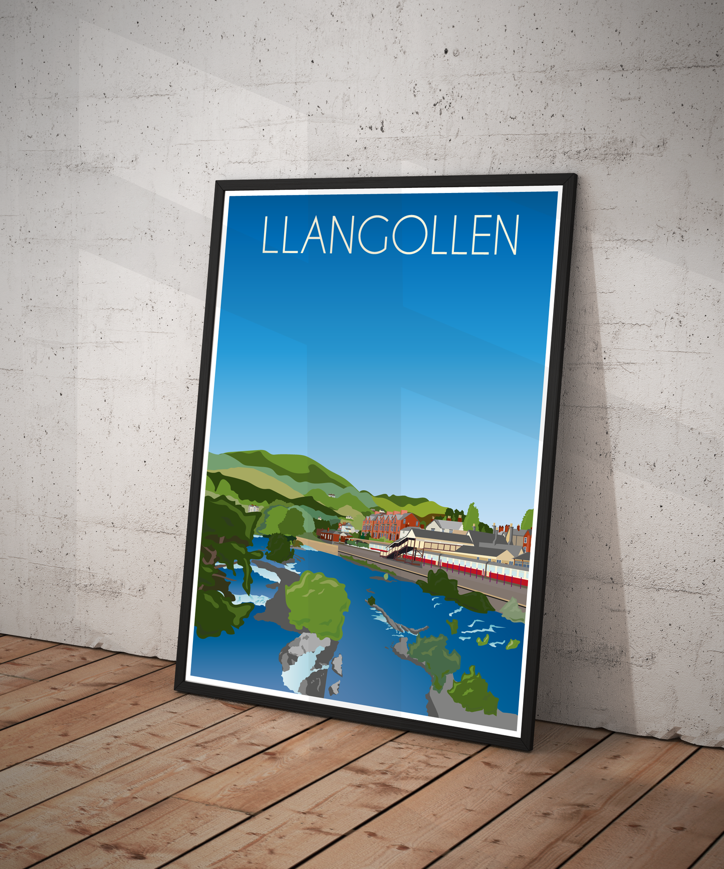 Llangollen Travel Poster – Dee Valley (Portrait Print)