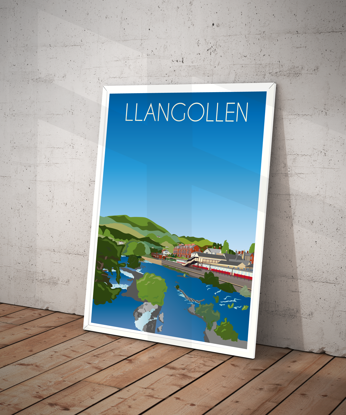 Llangollen Travel Poster – Dee Valley (Portrait Print)