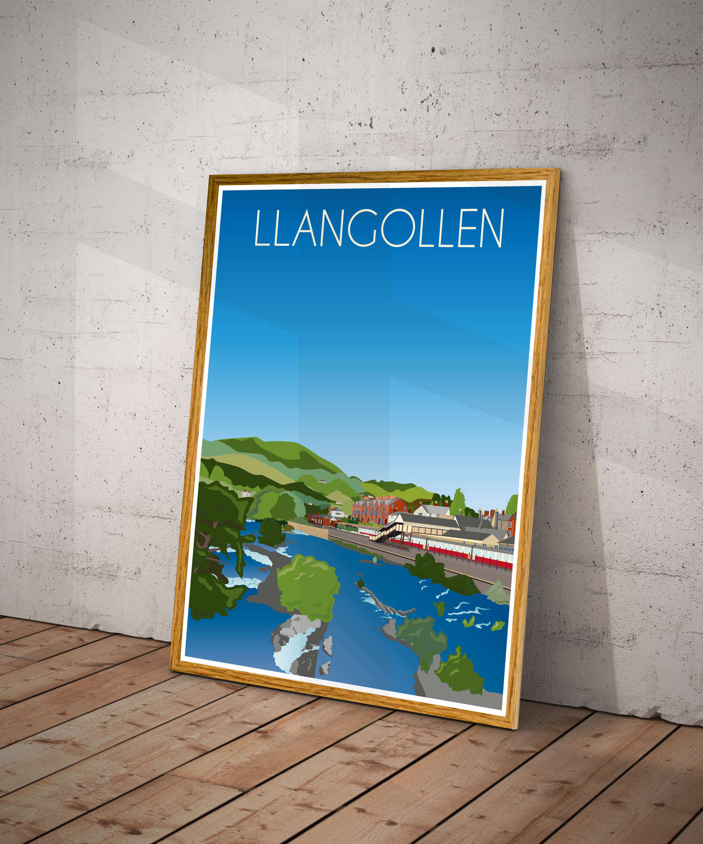 Llangollen Travel Poster – Dee Valley (Portrait Print)