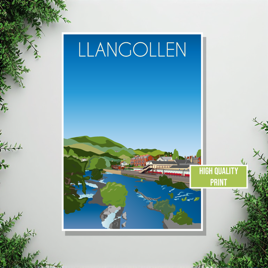 Llangollen Travel Poster – Dee Valley (Portrait Print)