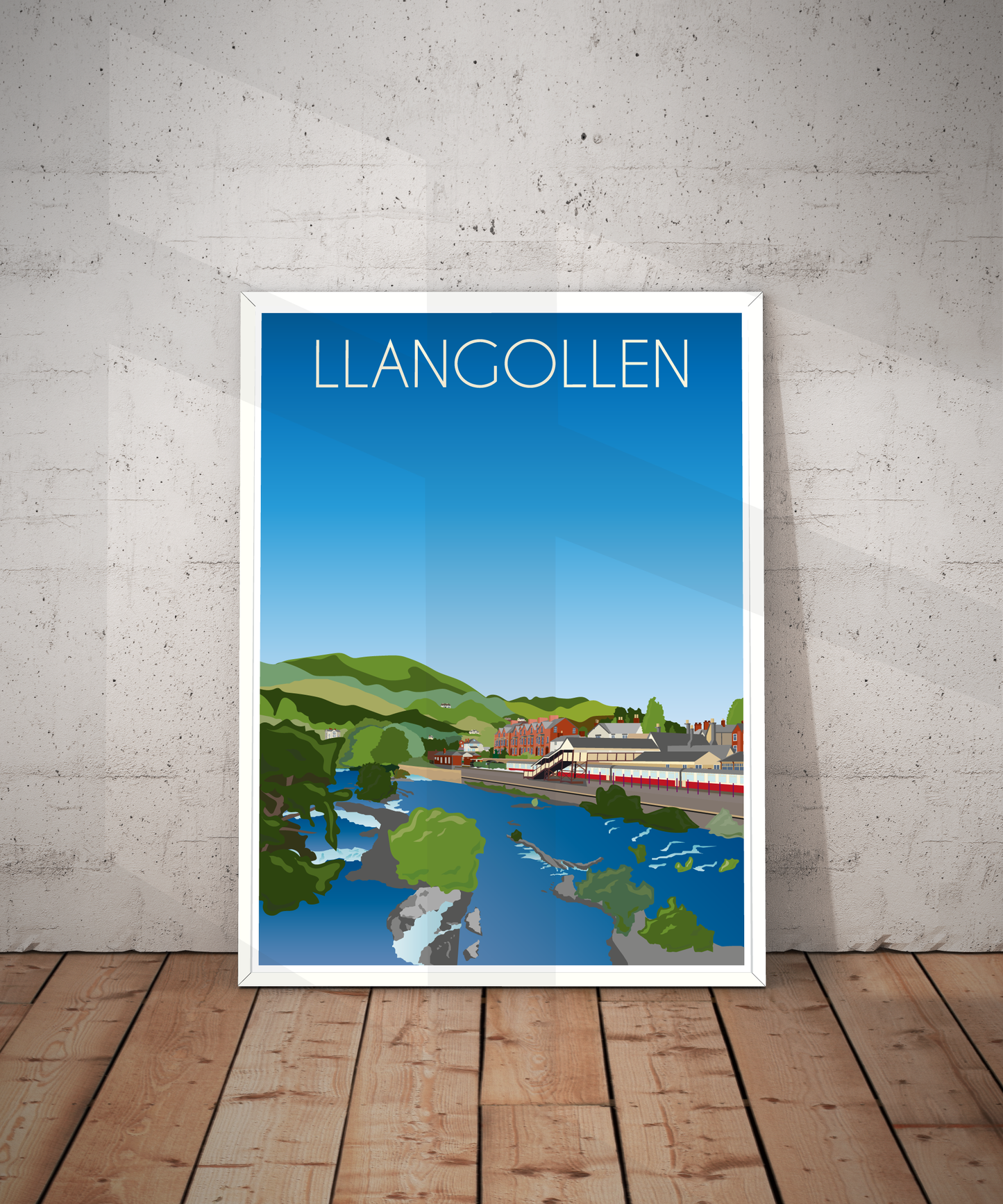 Llangollen Travel Poster – Dee Valley (Portrait Print)