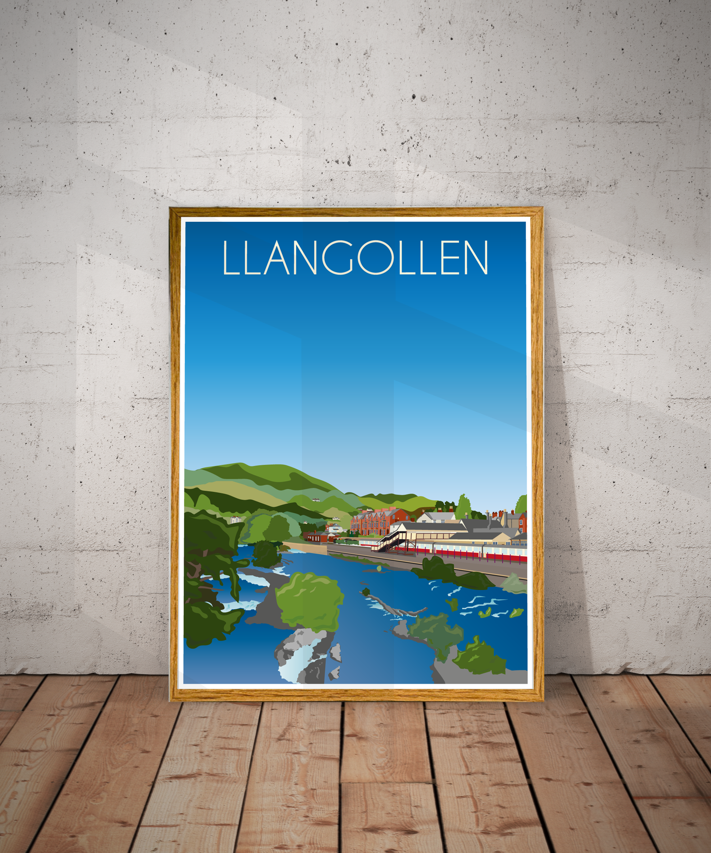 Llangollen Travel Poster – Dee Valley (Portrait Print)