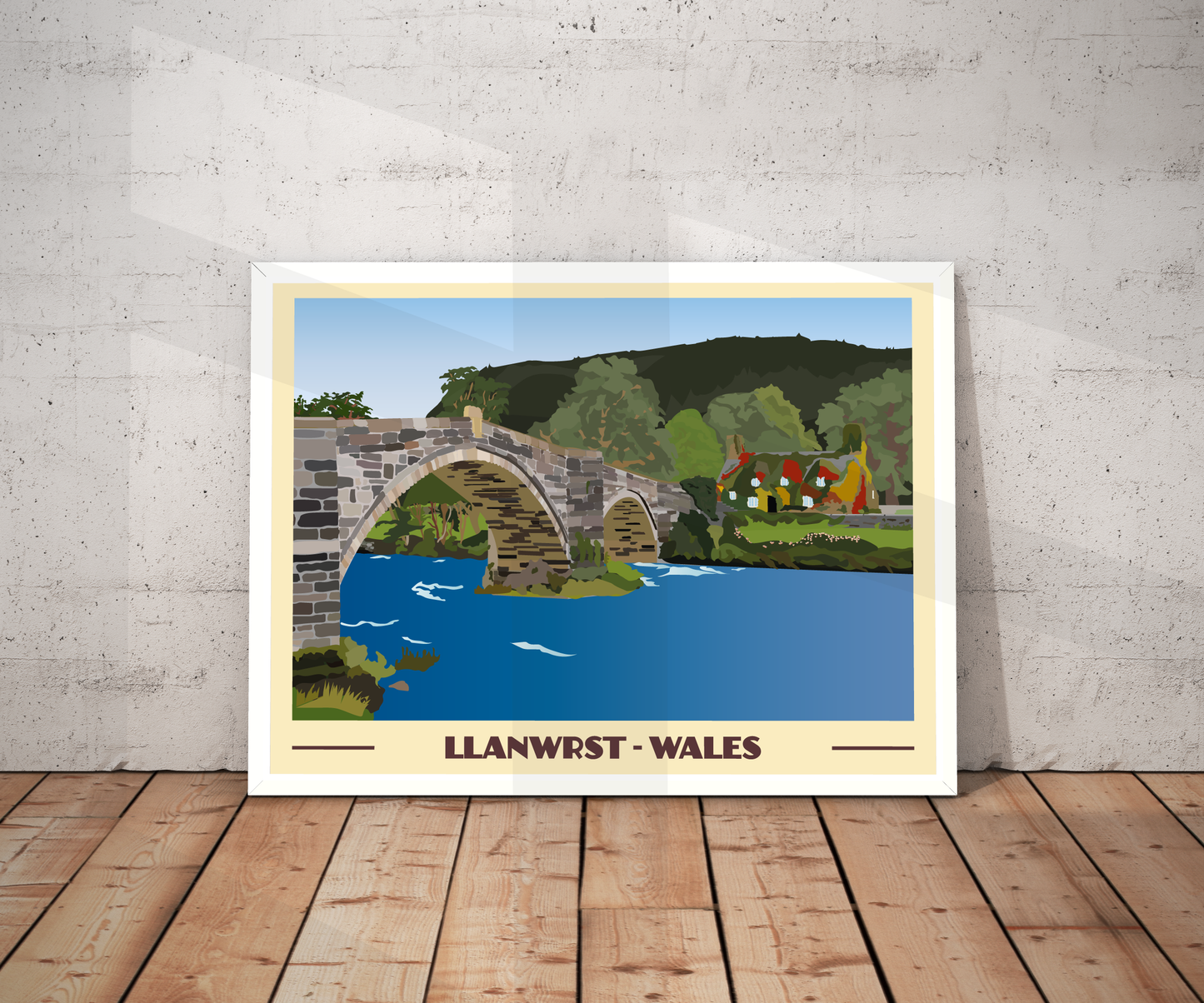 Llanrwst Travel Poster | North Wales Wall Art | Welsh Landscape Print