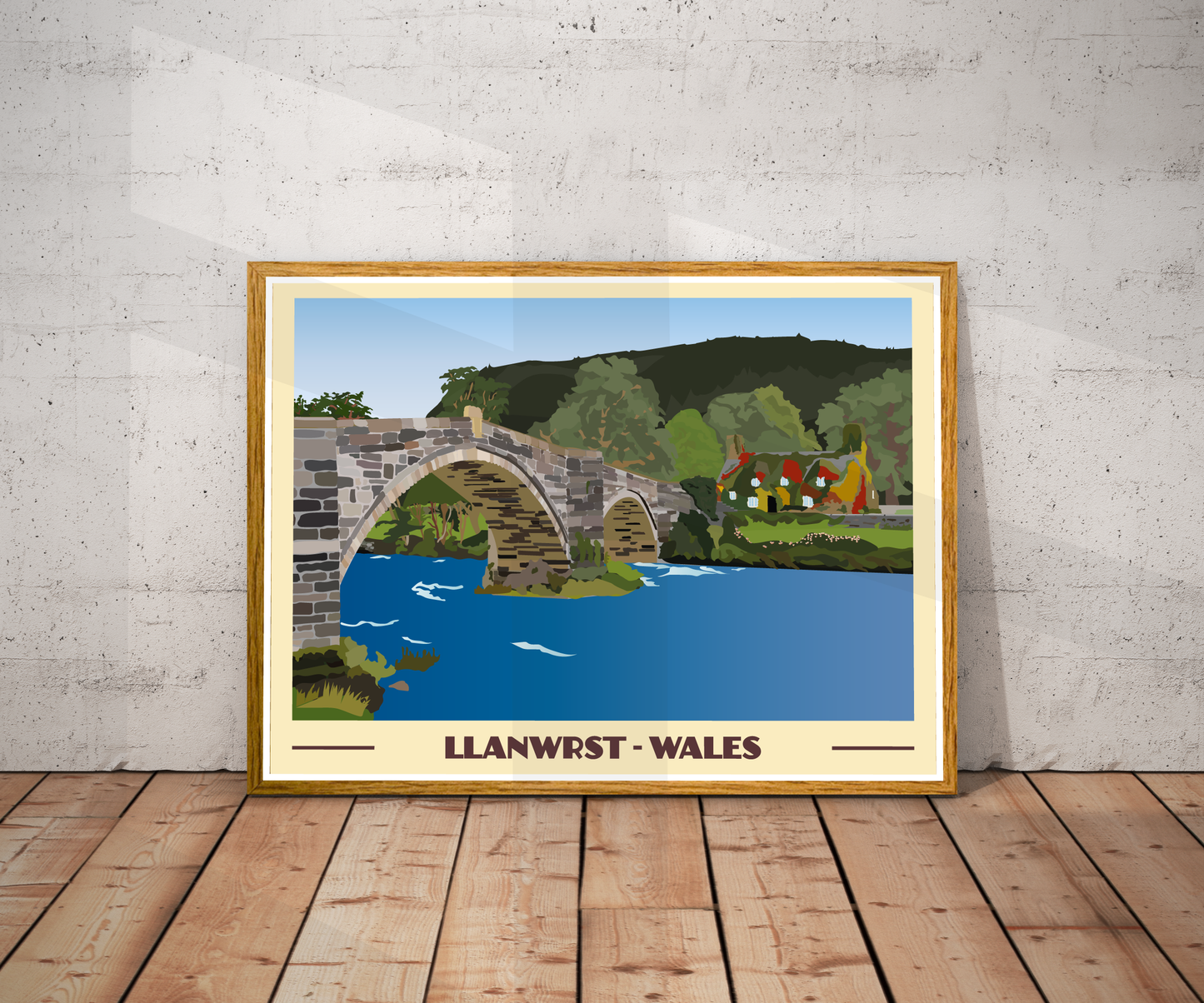 Llanrwst Travel Poster | North Wales Wall Art | Welsh Landscape Print