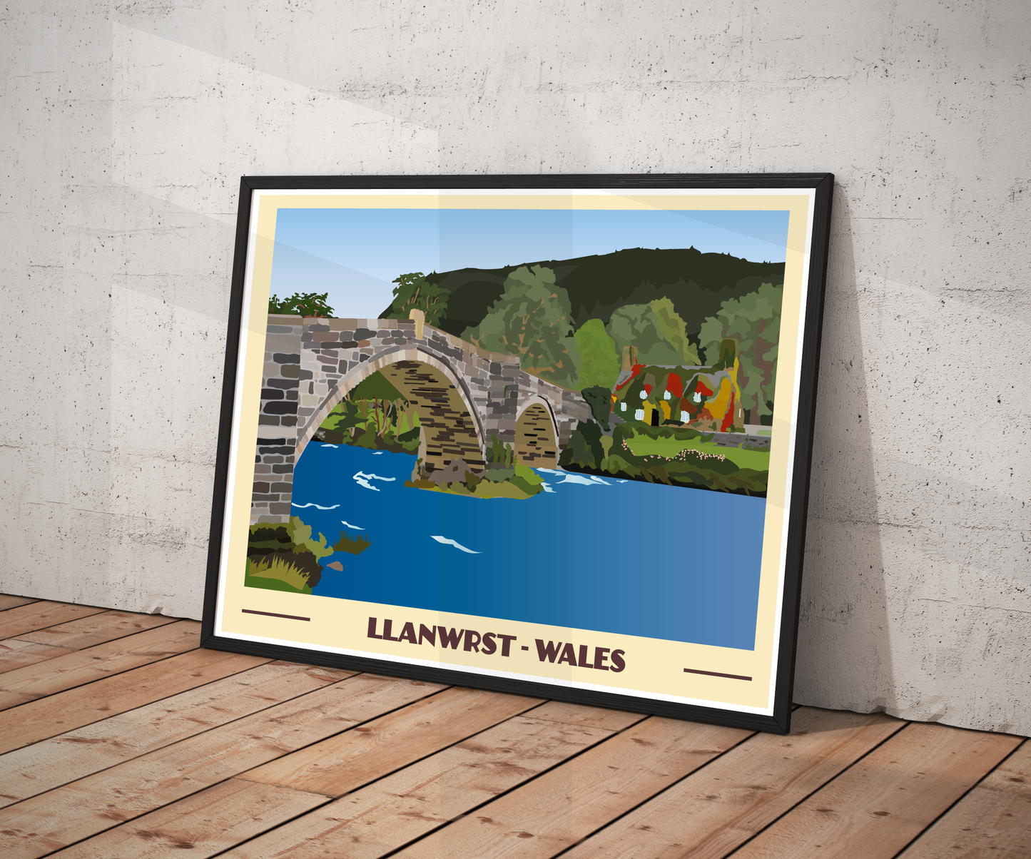 Llanrwst Travel Poster | North Wales Wall Art | Welsh Landscape Print