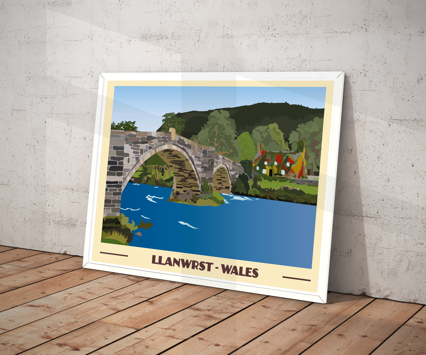 Llanrwst Travel Poster | North Wales Wall Art | Welsh Landscape Print