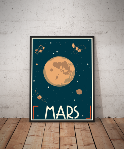 Mars Retro styled space travel posters