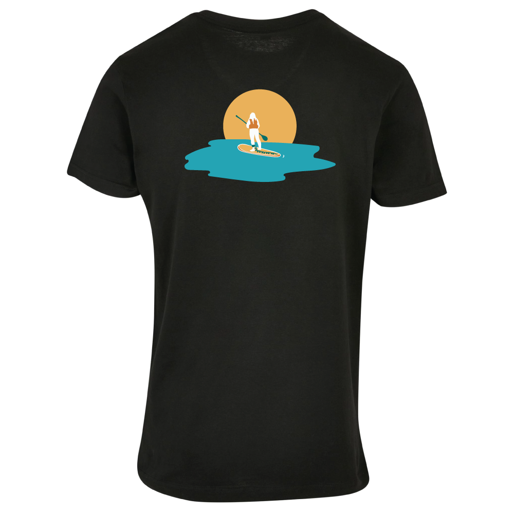 Maverick Mums Sunset Paddleboard Relaxed Fit T-Shirt | Unisex Adventure Tee | Front & Back Design