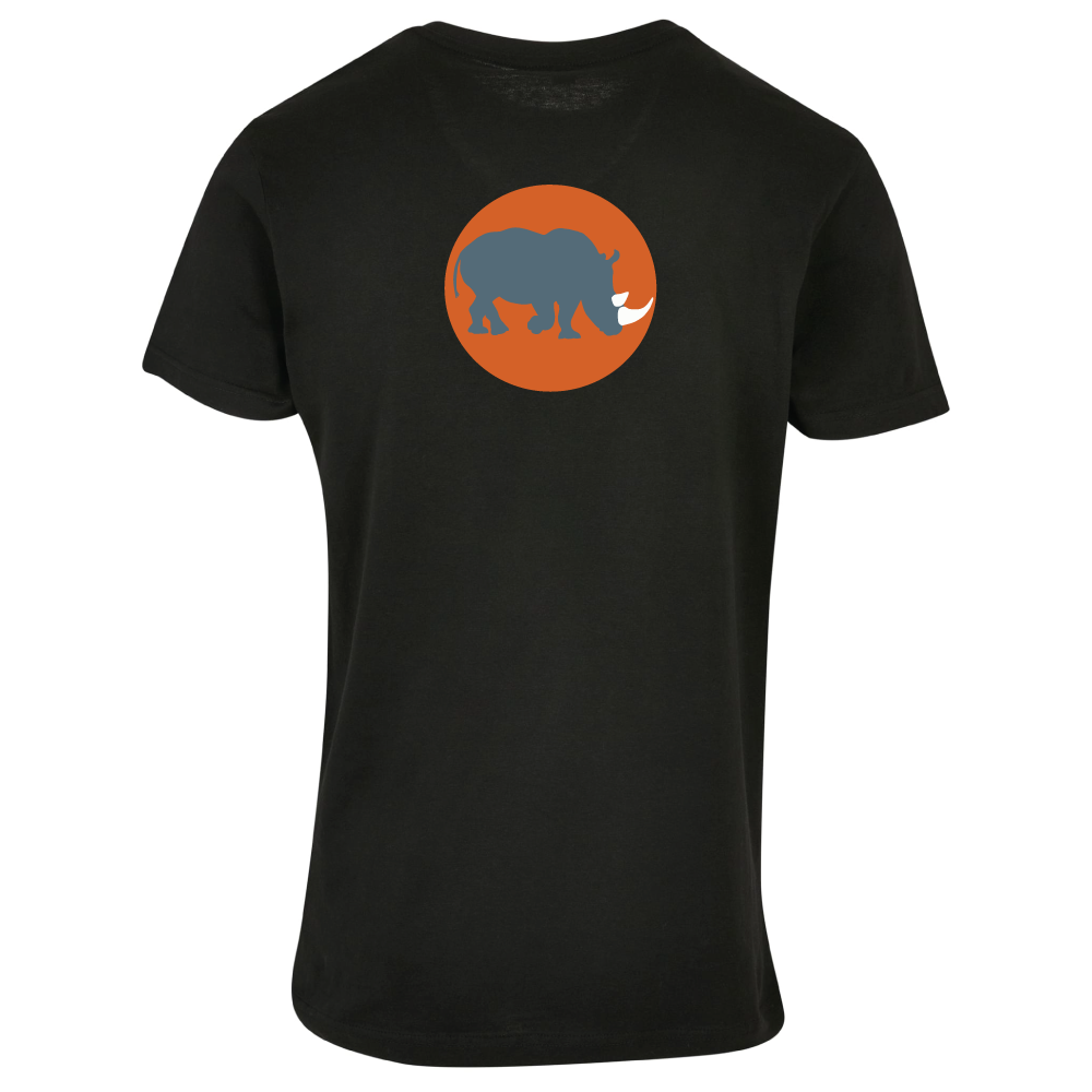 Maverick Mums Sunset Rhino Relaxed Fit T-Shirt | Unisex Adventure Tee | Front & Back Print